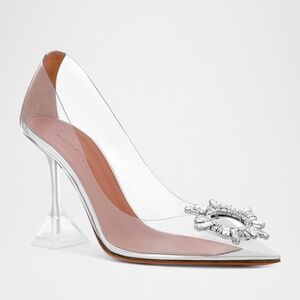 Amina Muaddi Begum Plexi Jewl Pumps